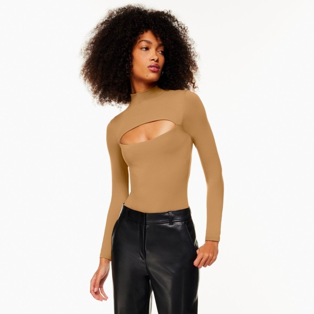 ARITZIA - Babaton - Varo Contour Mock-neck Cutout Bodysuit - Constant Camel